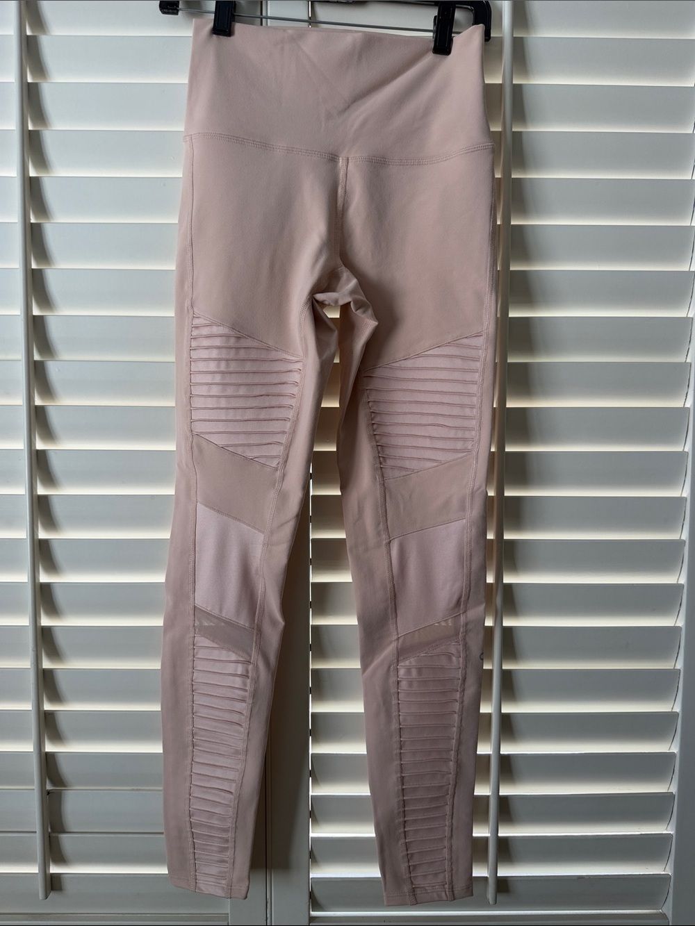 All Yoga High-Waist Women's Moto-Style Leggings in Light Blush Pink